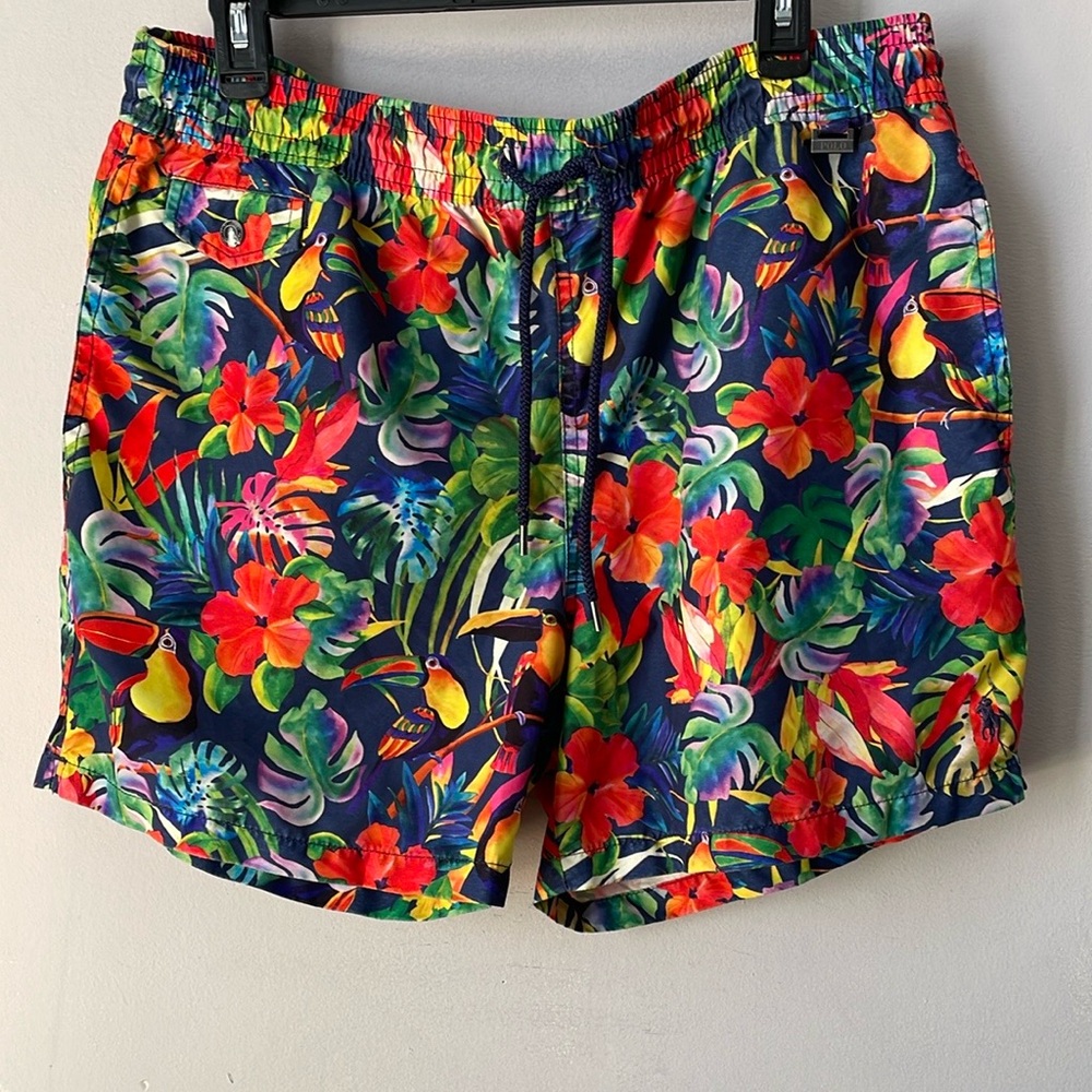 Polo Ralph Lauren Floral Tropical Swim Trunks Metal Logo
